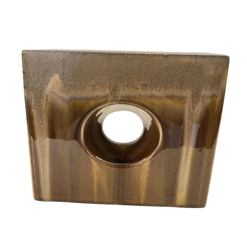 Modern Deco Square Hole Vase  Drip Glaze Plant‎ Flower Vessel 7